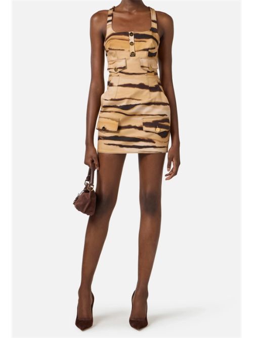 MINI DRESS WITH TIGER PRINT ELISABETTA FRANCHI | AB95962E2470 cammello